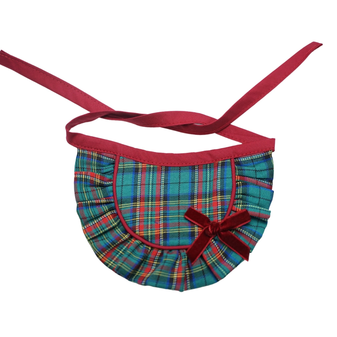 Reina Ruffled Bib – Christmas Plaid Ruffled Neck Bib for Pets