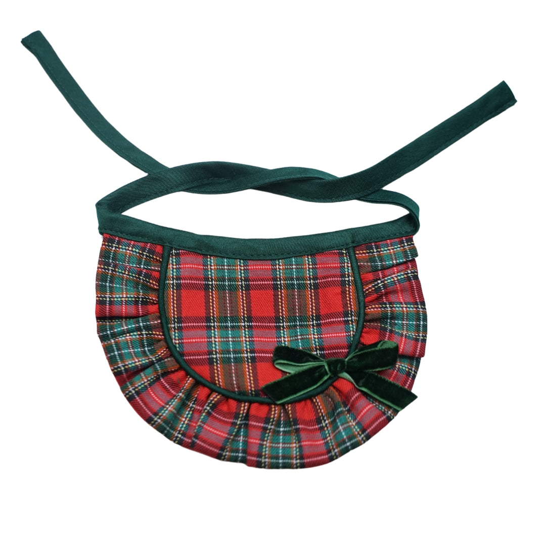 Reina Ruffled Bib – Christmas Plaid Ruffled Neck Bib for Pets