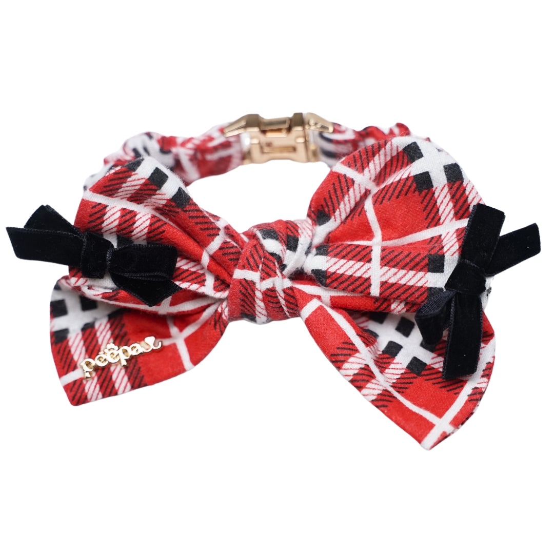 Stella Scrunchie Bow - Christmas Elastic Scrunchie Neck Bow for Pets