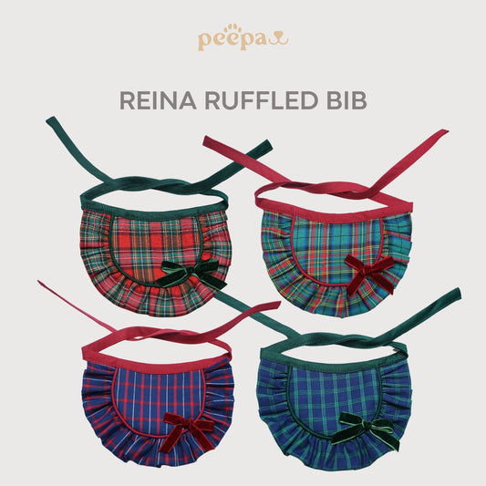Reina Ruffled Bib – Christmas Plaid Ruffled Neck Bib for Pets