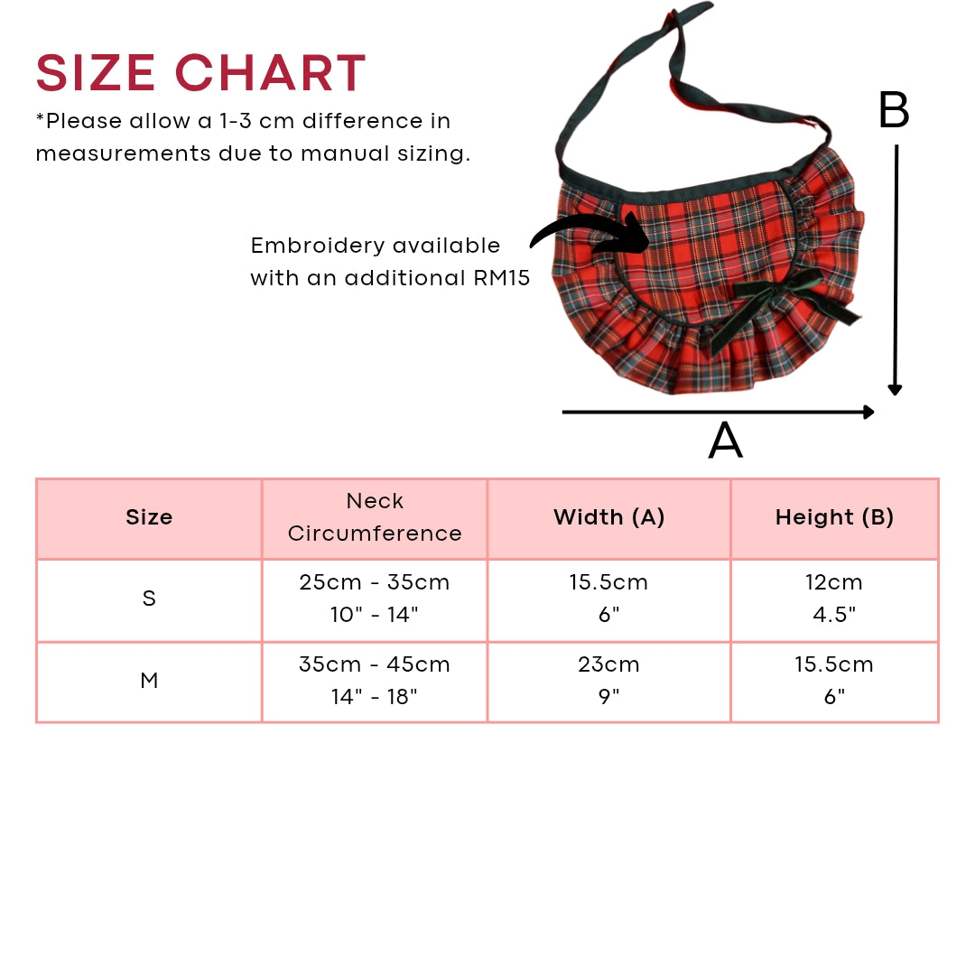 Reina Ruffled Bib – Christmas Plaid Ruffled Neck Bib for Pets