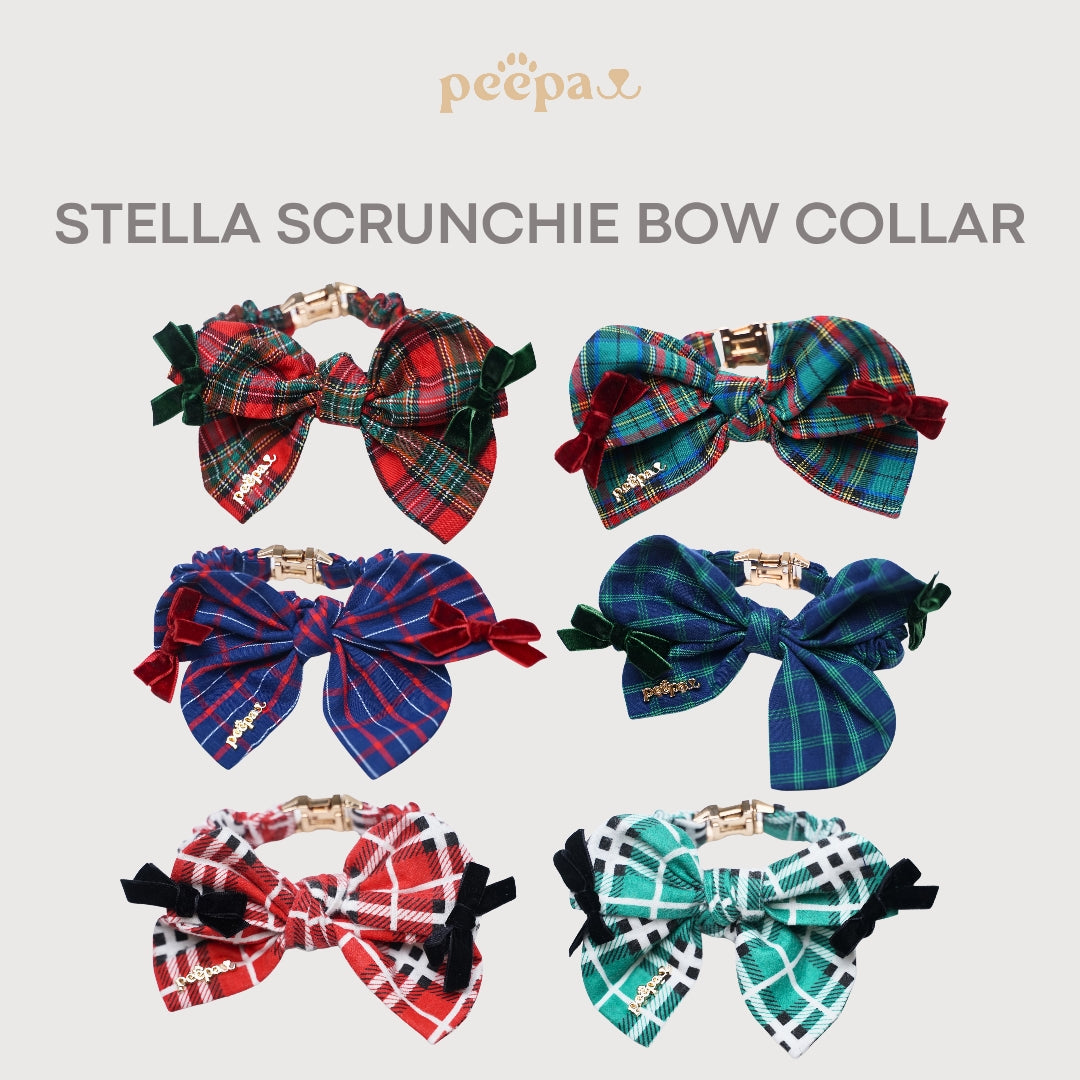 Stella Scrunchie Bow - Christmas Elastic Scrunchie Neck Bow for Pets