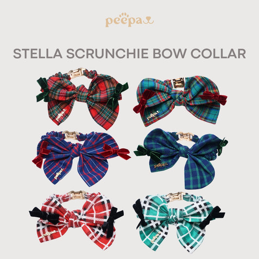 Stella Scrunchie Bow - Christmas Elastic Scrunchie Neck Bow for Pets