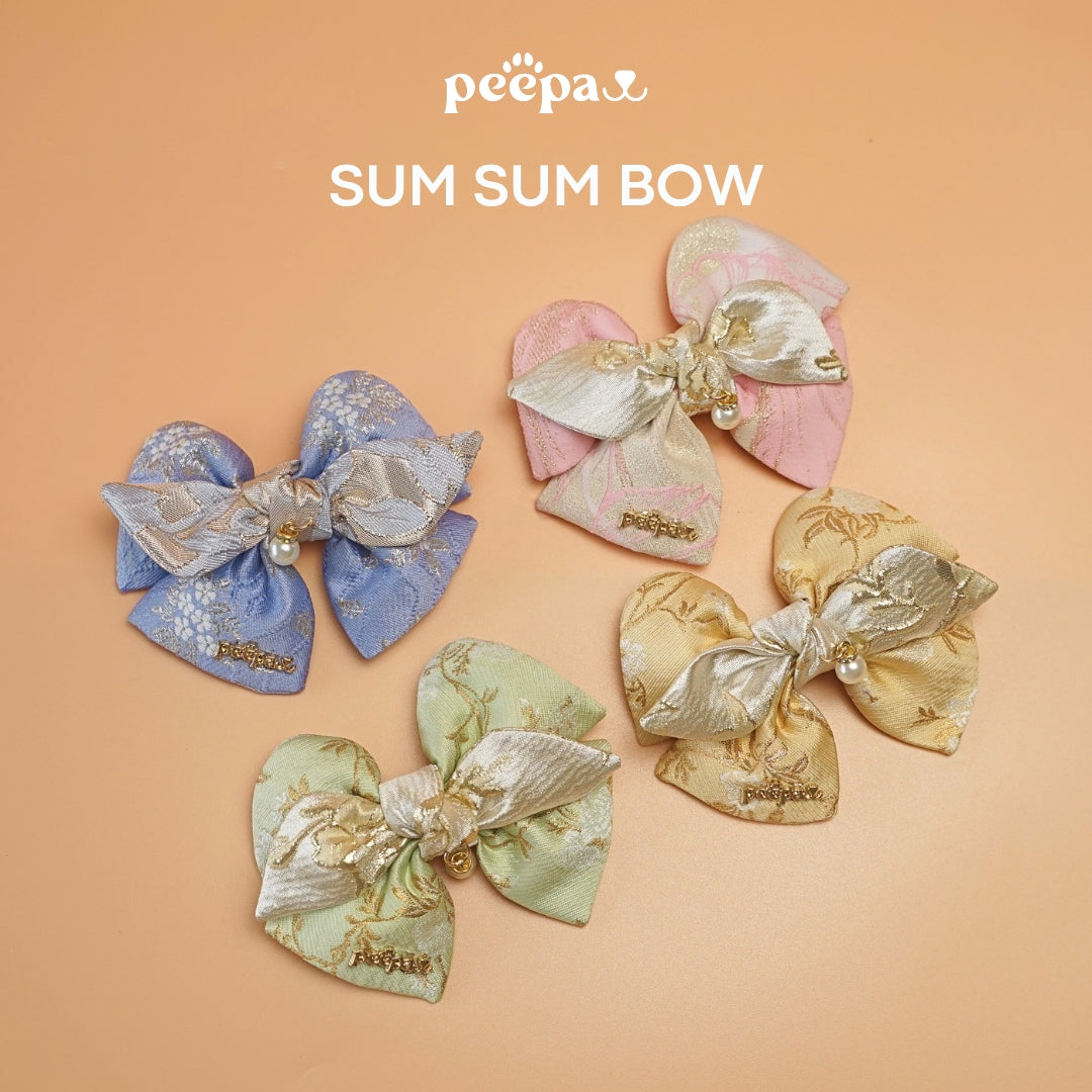 Sumsum 心心 Bow – Heart-Shaped Floral Collar Accessory for Pets